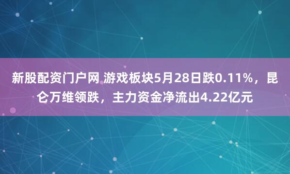新股配资门户网 游戏板块5月28日跌0.11%，昆仑万维领跌，主力资金净流出4.22亿元
